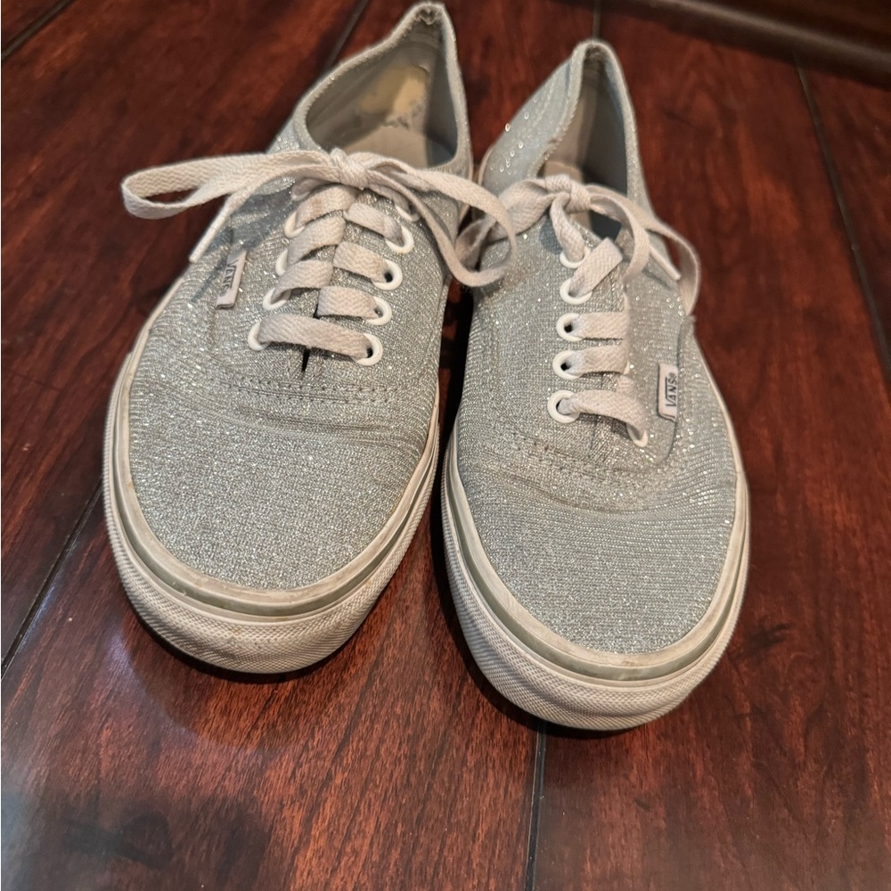 Vans Silver Glitter Sneakers Vans Shoes Size M7/w8.5 Off The Wall